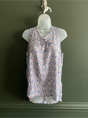 The North Face Sleeveless Printed Tie-Neck Women’s Top in Blue and Pink